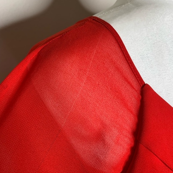 Badgley‎ Mischka Deep Red V-Neck Faux Wrap Gown - Picture 9 of 9